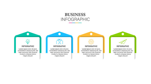 Concept of arrow infographic business model with 4 successive steps