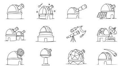 Observatory Icons Collection: Astronomical Domes, Telescopes & Celestial Objects © Kejar