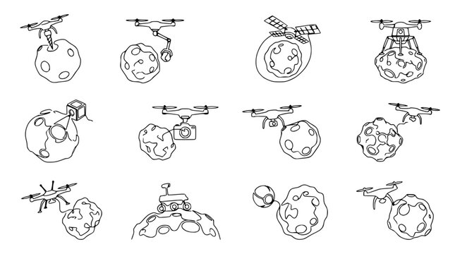 Drone and Asteroid Exploration Collection: Space Mining, Satellite, Rover & Camera
