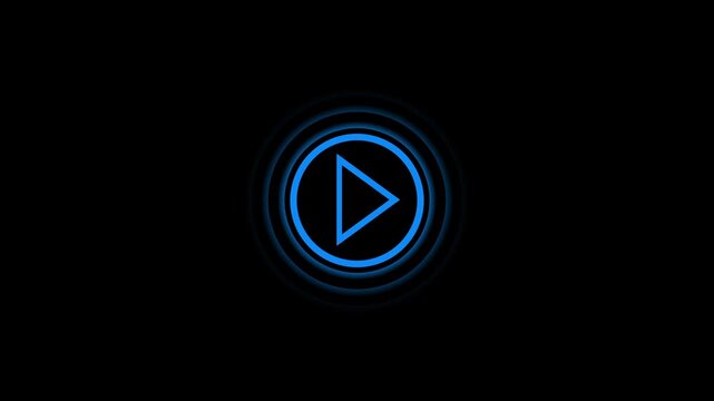 White video play button icon animation on a black background