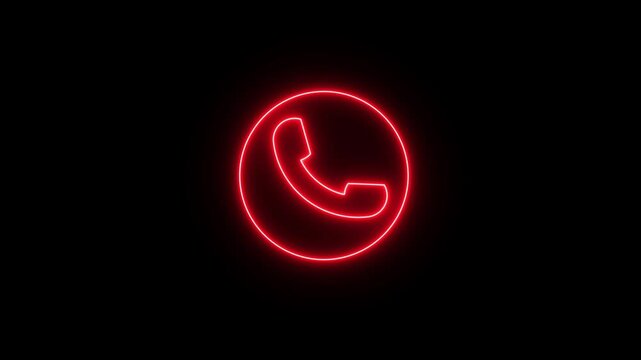 Incoming call icon animation. Neon glowing call concept on smart mobile phone screen