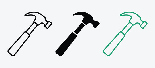 Claw hammer icon set for carpentry and home maintenance design elements with carpentry construction woodworking hardware © Abdul Hafiz