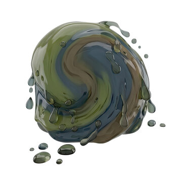 Swirling liquid blob with drips