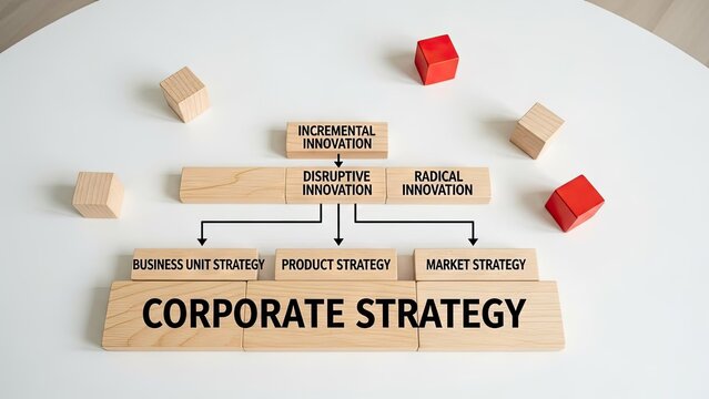 Corporate strategy diagram showing incremental disruptive and radical innovation