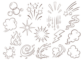 Hand-drawn Effect Clipart Line Art Illustration PNG Set © oozart