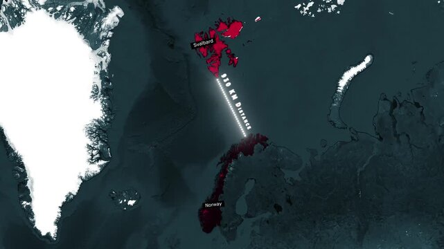 Norway to Svalbard Archipelago Distance Map Animation