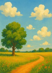 Naklejka premium Serene landscape with vibrant colors.