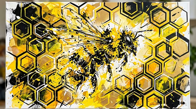 Bee abstract art splashes