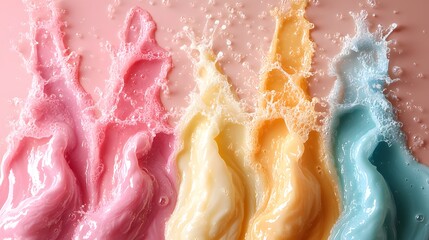 Fototapeta premium Vibrant colorful liquid splashes dynamic mixing texture background