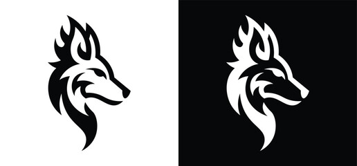 Obraz premium Wolf Head Logo Vector – Tribal Wolf Mascot Icon