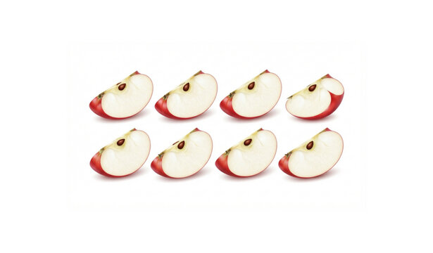 Fresh Red Apple Slices Isolated Vector Illustration
