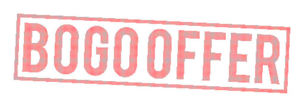 Bold Red 3D Block Letter BOGO Offer on Transparent Background