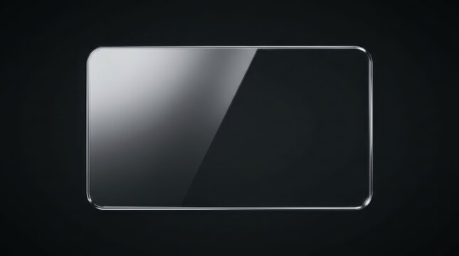 Rectangular glass plate floating against a dark background with soft studio lighting and reflection