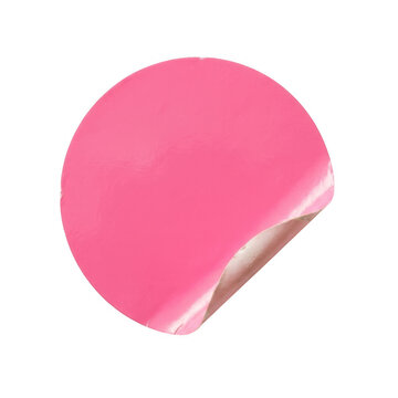 Pink sticker with peeled corner