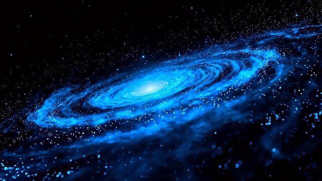 Blue spiral galaxy in space