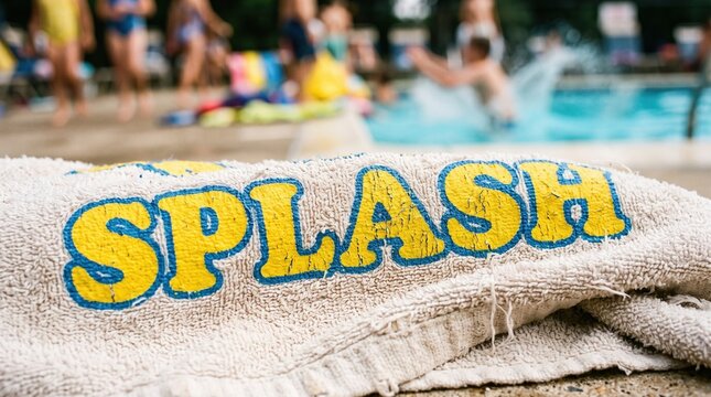 Summer pool splashing people emerging in close-up shot