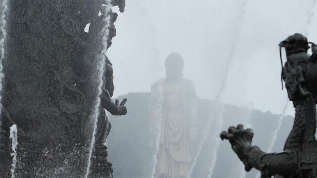 Nine Dragons Bathing Shakyamuni Water Show at Wuxi Lingshan Temple