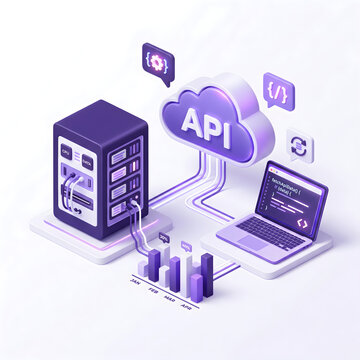 3D cloud api computing and server data processing with computing