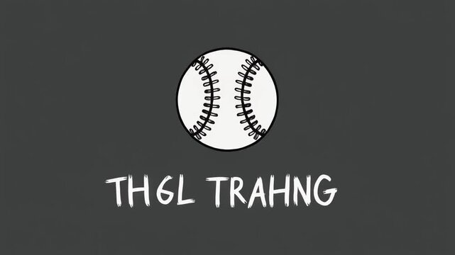 Stylized baseball graphic centered on dark background, distorted text &ldquo;TH6L TRAHNG&rdquo; below, puzzle‑like visual wordplay combining sports imagery with abstract typography.
