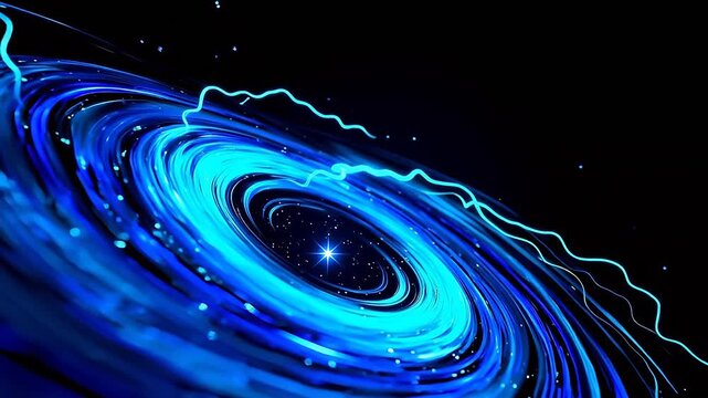 Blue light swirls in dark space