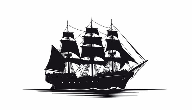 Vintage Sailing Ship Illustration Design.