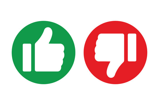 Like and Dislike Reaction Icons Set with Thumbs Up and Down Symbols