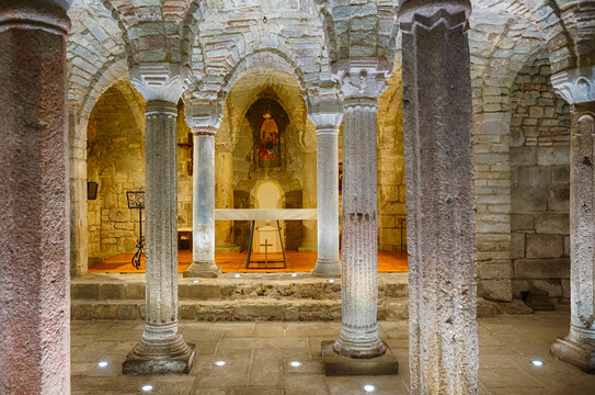 Interior of an old crypt in a church