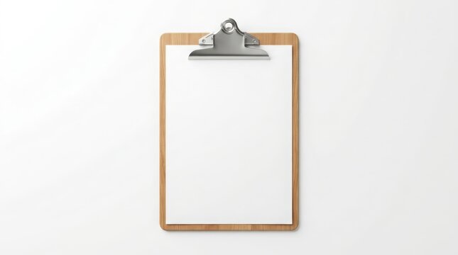 Empty clipboard with white paper sheet on a clean background in a minimalist professional style