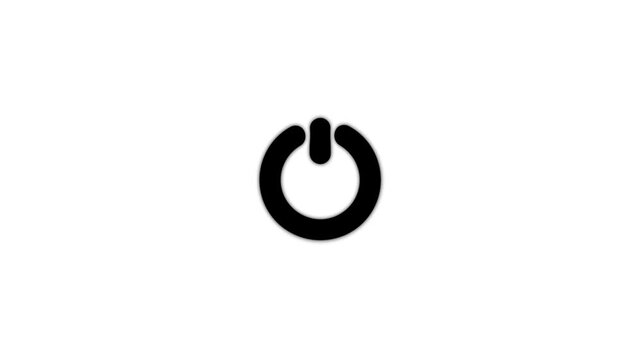 Minimalist power button animation, digital start and shutdown symbol on white background