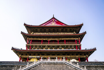 Fototapeta premium Traditional Chinese Tower in Xian Historic District