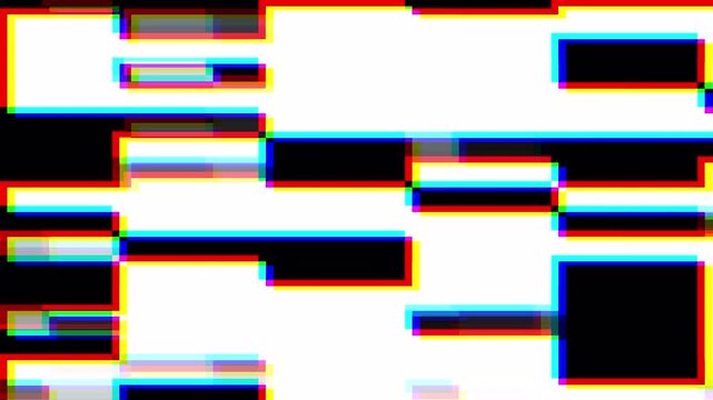 RGB Block Glitch Transition with Digital Signal Distortion and Flicker Effect
