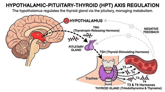 Diagram of the hypothalamic-pituitary-thyroid (hpt) axis regulation