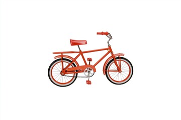 Fototapeta premium A bright red bicycle with black tires and chrome handlebars on a white background