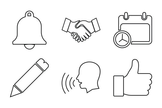 Communication technology outline icon set with minimal editable vector collectionCommunication technology outline icon set with minimal editable vector collection