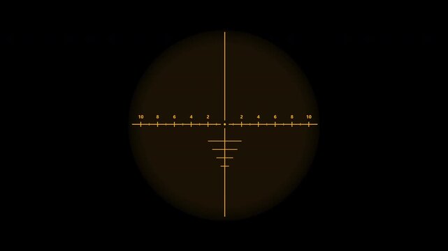 Sniper scope reticle animation vintage amber rangefinder ballistic grid optical target finder loop 4K