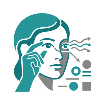 Vector graphic of a woman using eye tracking technology