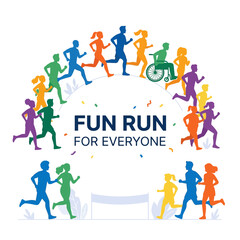 Fototapeta premium Diverse Group Running In A Fun Inclusive Race Event