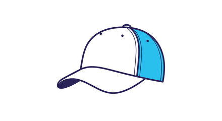 Fototapeta premium Casual blue and white baseball cap isolated on a white background, perfect for sports fashion and casual sun protection.