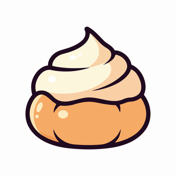Cream puff profiterole eye-level shot sweet dessert snack minimalist vector illustration soft flat lighting on clean white background