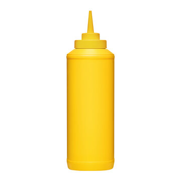 Yellow squeeze sauce bottle mockup, isolated on transparent cutout background
