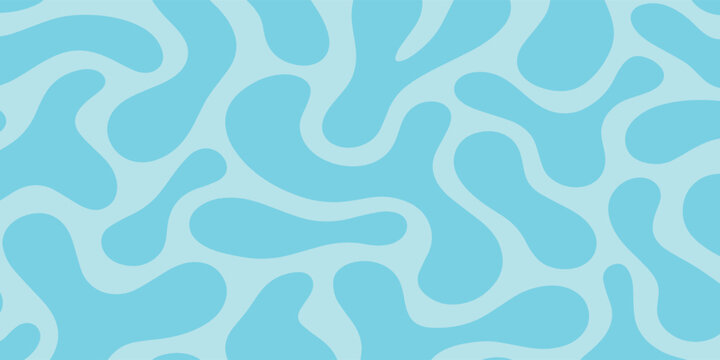 Abstract blue biomorphic seamless pattern with curvy shapes.