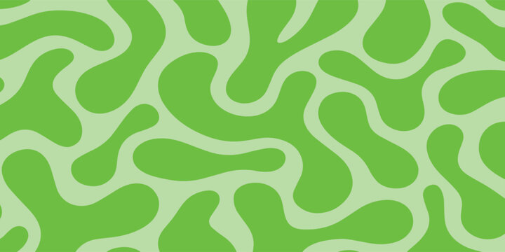 Abstract green amoeba blob seamless pattern.