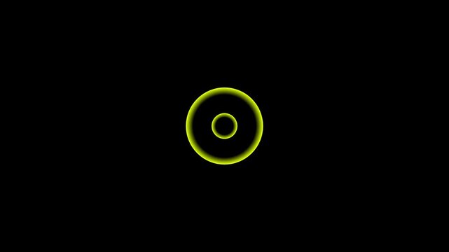 Digital radio waves screen animation on black background. Radial fade wave for sound, swirl, radio and sonar. Abstract