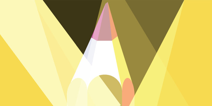 Geometric yellow pencil tip abstract illustration.