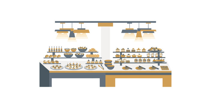 Buffet Food Station Vector Illustration