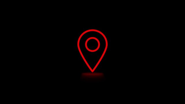 Map pointer outline icon with pin symbols for navigation and location marker