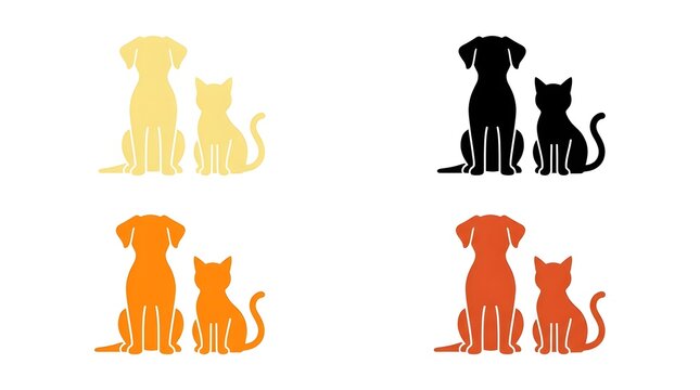 Happy friendship day dog and cat silhouettes celebrating unconditional friendship