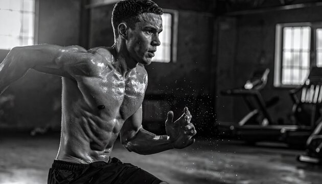 Intense Workout Session in a Gritty Gym.