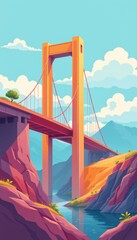 Structured vision bridge compositions made of clean graphic flat future blocks are highlighted in a clean minimalist illustration setup