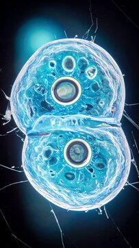 Microscopic view of cell division, a biological process.